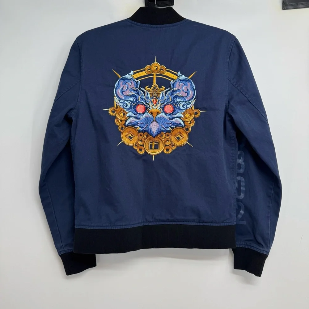 Bibi Sama Zodiac RAT Blue Bomber Jacket Size XS-Small Embroidered Unisex